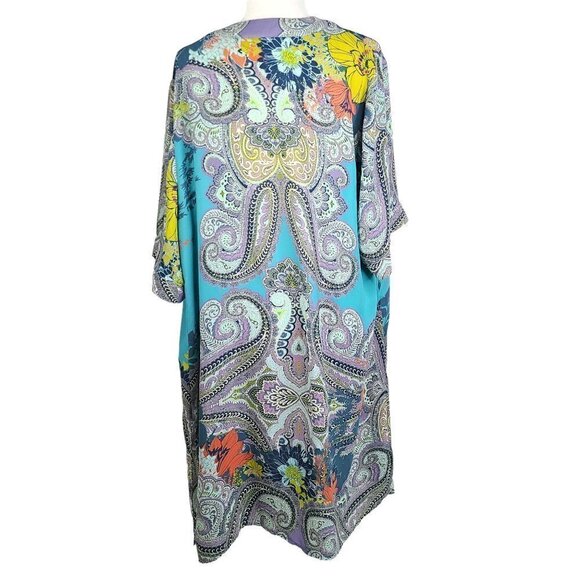 Catherines Boho Turquoise  Paisley Floral Maxi Kimono Cardigan  Cover Up - Picture 3 of 6
